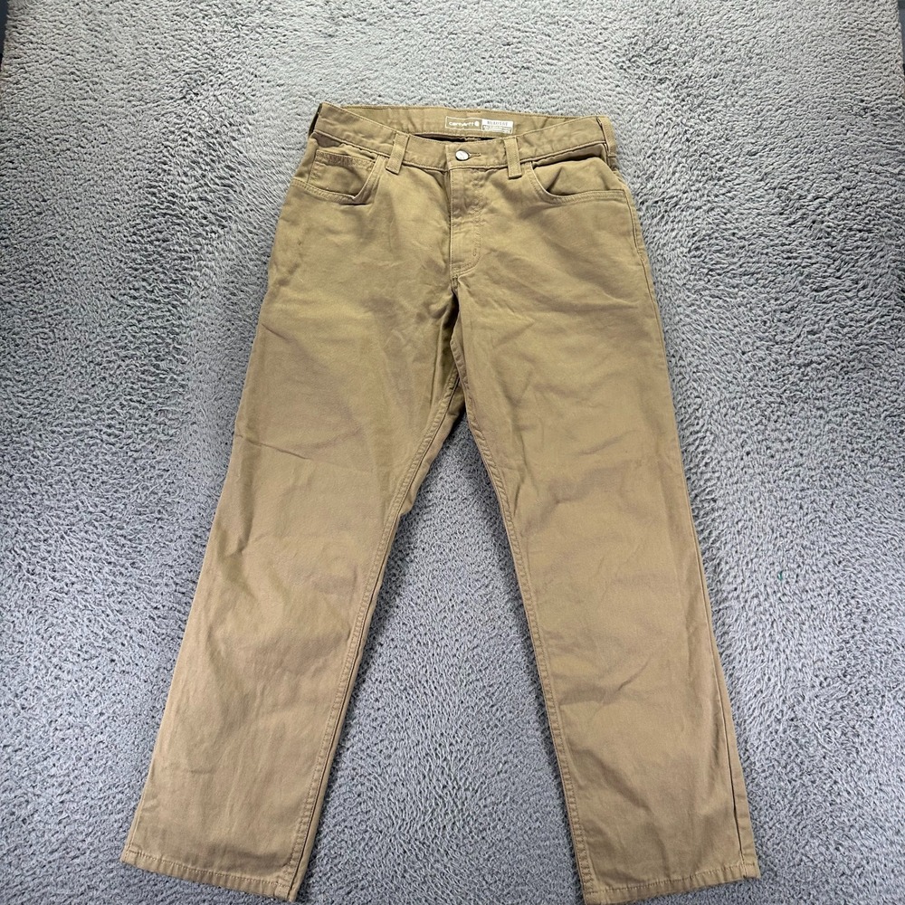 Carhartt Pant Men's 31x30 Beige Cotton‎ Khakis Straight Relaxed Workwear Stretch